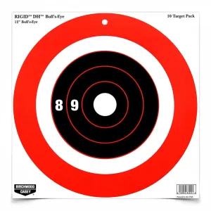 BIRCHWOOD CASEY Rigid 12in Bull's-Eye DH Target, 10-Pack (37211)