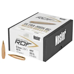 NOSLER RDF, .264 Diameter, 6.5MM, 140 Grain, Hollow Point Boat Tail, 100 Count 49824