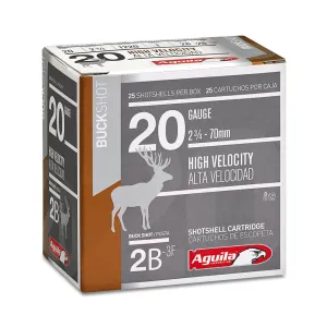 AGUILA 20Ga 2 Buck 2-3/4" 1oz 25rd Box Shotgun Ammo (1C2002BA)