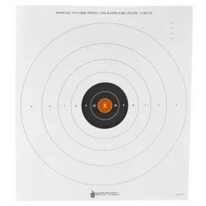 Action Target B-8, 25-Yard Timed And Rapid Fire Target, Black With Orange Center X-Ring, 21"x24", 100 Per Box B-8(P)OC-100