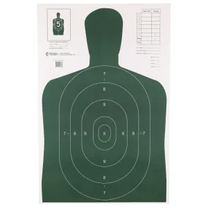 Action Target B-27E Economy Target, Green Silhoutte Cut Off Below Ring 7, 23"x35", 100 Per Box B-27EGREEN-100