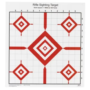 Action Target SI-13, Advanced Rifle Sighting Target, 1.047 Inch Grid Pattern, Black/Red, 14"x15", 100 Per Box SI-13-100