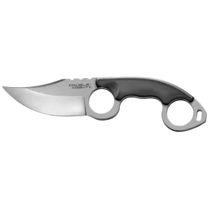 Cold Steel Double Agent, Fixed Blade Knife, AUS 8A/Polished, Plain, Clip Point, Secure-Ex Sheath, 3", AUS 8A/Black G10, Blister CS-39FN