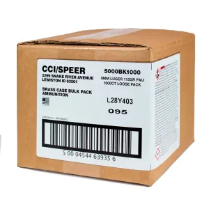 CCI Blazer Brass 9mm 115Gr FMJ 1000rd Box Ammo (5000BK1000)