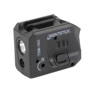 Nightstick TSM-16G, Subcompact Tactical Weapon-Mounted Light w/Green Laser, Fits Springfield Hellcat, 150 Lumens, 2,700 Candela, Black, .75 Hours of Runtime, IP-X4 Water-Resistant, Rechargeable Battery TSM-16G