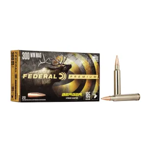 FEDERAL Premium .300 Win Mag 185Gr Berger Hybrid Hunter 20rd Box Ammo (P300WBCH1)