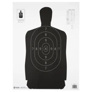 Action Target B-34 Qualification Target, 25 Yard Reduction Of B-27 Police Silhouette, Black, 17.5"x23", 100 Per Box B-34-100