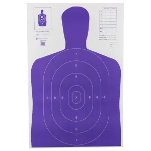 Action Target b-27E High Visibility Target, Fluorescent Purple, Silhouette Cut Off Below Ring 7, 23"x35", 100 Per Box B-27E-PR-100