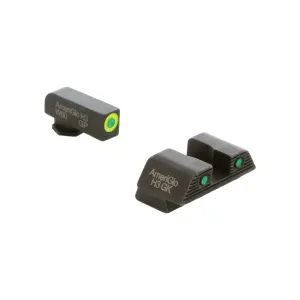 AmeriGlo Trooper, Sight, Fits Glock 42,43,43X, Green Tritium LumiLime Outline Front, Green Tritium Black Serrated Rear, Front/Rear GL-822