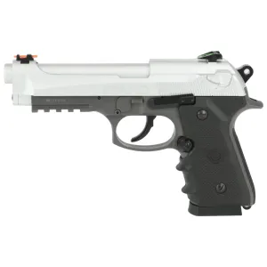 Crosman Mako CO2 Powered Blowback BB Pistol, Semi Automatic, Silver Metal Slide and Steel Barrel, 20 Round Drop Out Magazine, Fiber Optic Sights, 450 Feet Per Second CM9B