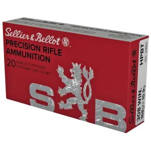 SELLIER & BELLOT 308 Winchester 168Gr 20rd HPBT Rifle Ammo (SB308G)