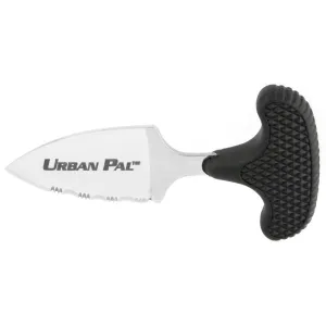 Cold Steel Urban Pal, 1.5" Fixed Blade Knife, Drop Point, 3/4 Serrated Edge, AUS 8A/Polished, Black Kraton, Secure-Ex Sheath CS-43LS