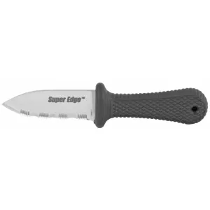 Cold Steel Super Edge, 2" Fixed Blade Knife, Drop Point, 3/4Serrated Edge, AUS 8A/Polished, Black Kraton, Secure-Ex Sheath CS-42SS