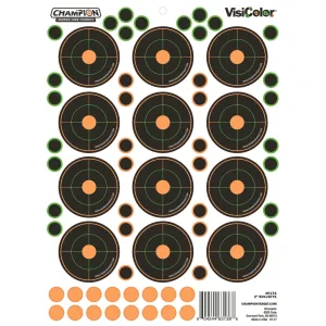 CHAMPION TARGETS 2" Bulls-Eye Target 5/Pk w/60 pasters, Card (46134)