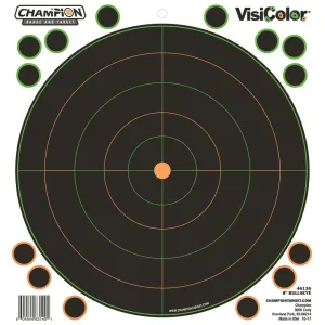 CHAMPION TARGETS 8" Bulls-Eye Target 5/Pk w/40 pasters, Card (46136)