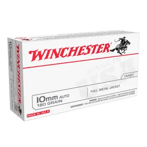 WINCHESTER USA 10mm Auto 180Gr FMJ 50rd Box Ammo (USA10MM)