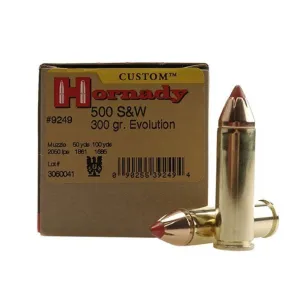 HORNADY Custom Pistol 500 S&W 300 Grain FTX Ammo, 20 Round Box (9249)