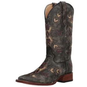 CIRCLE G by CORRAL Womens Distressed Arrowhead Black/Bone Boots (L5253-LD)