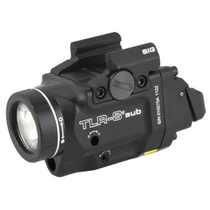 Streamlight Streamlight TLR-8 Sub, White LED with Red Laser, Fits Sig P365/XL, 500 Lumens, Anodized Finish, Black, Includes (1) CR123a Battery, Low and High Switches 69417