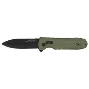 SOG Knives & Tools Pentagon XR, Folding Knife, 3.6" Straight Spear Point, G10 Grips, Olive Drab Green Handle, CTSXHP Steel, Black Titanium Nitride Finish, Black SOG-12-61-02-57