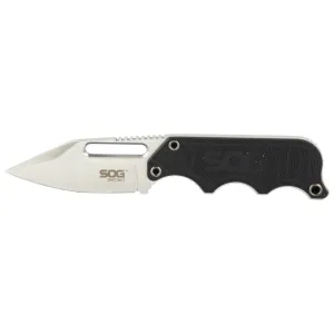 SOG Knives & Tools Instinct, Fixed Blade Knife, 2.3" Straight Edge Clip Point, Black Stainless Steel and G10 Handle, 5Cr15MoV Steel, Satin Finish, Silver, Includes Hard Molded Nylon SOG-NB1012-CP