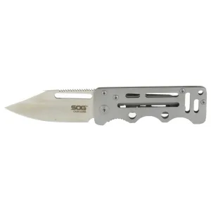 SOG Knives & Tools Cash Card, Folding Knife, 2.75" Clip Point Straight Edge, Silver Stainless Steel Handle, 8Cr13MoV Steel, Satin Finish, Silver SOG-EZ1-CP