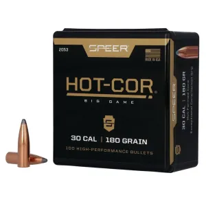 SPEER Hot-Cor .30 Caliber 180gr Spitzer Soft Point 100/Box Rifle Bullets (2053)