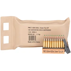 PMC 5.56x45mm 62gr M855 LAP Green Tip Ammo (5.56K-BP)