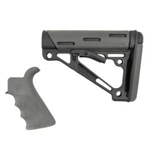 HOGUE AR-15/M-16 OverMolded Slate Grey Beavertail Grip and Mil-Spec Compatible Collapsible Buttstock Kit (15556)