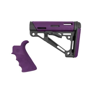 HOGUE AR-15/M-16 OverMolded Purple Beavertail Grip and Commercial Spec Compatible Collapsible Buttstock Kit (15655)