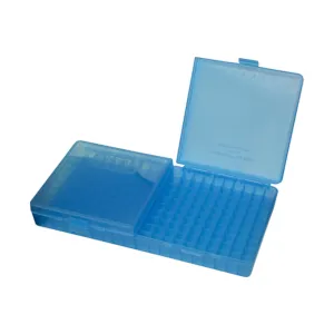 MTM 200 Round Flip-Top 9mm 380 ACP Clear Blue Ammo Box (P200-9-24)