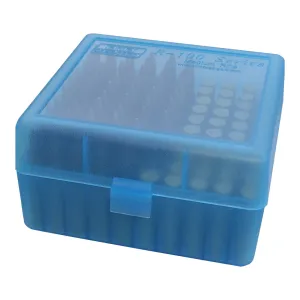 MTM Flip-Top 22-250 243 308 Win 220 Swift 100 Round Clear Blue Ammo Box (RM-100-24)
