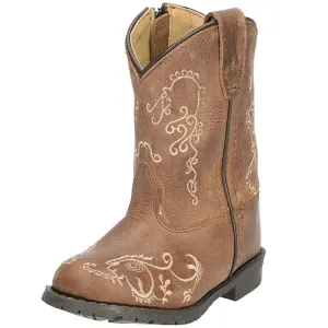 SMOKY MOUNTAIN BOOTS Toddler's Hopalong Brown Waxed Distress Western Boot (3754T)