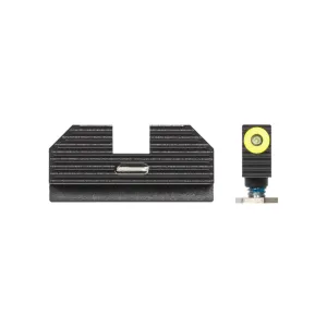 NIGHT FISION Costa Ludus Glock 17/19/34 Yellow Front Ring, Horizontal Tritium Bar Rear Night Sight Set (GLK-001-010-YGXG)