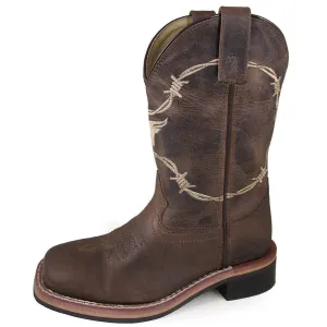 SMOKY MOUNTAIN BOOTS Kid's Logan Brown Wax Distress Leather Cowboy Boots (3923Y)