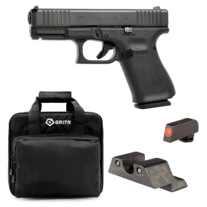 GLOCK G23 Gen5 Compact .40 S&W 4.02in 3x 13rd Mags Semi-Automatic Pistol and TRIJICON HD XR Night Sights for Glock Standard Frames, GRITR Soft Black Pistol Case