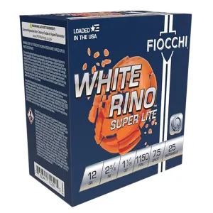 FIOCCHI White Rino Super Light 12Ga 2.75in #7.5 Lead 25rd/Box Shotshell (12WRSL75)