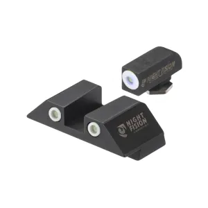 NIGHT FISION White Front Ring/White Rear Rings Night Sight Set for Glock 17/19/34 (GLK-001-003-WGWG)