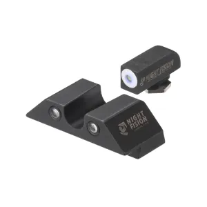 NIGHT FISION White Front Ring/U Notch Black Rear Rings Night Sight Set for Glock 17/19/34 (GLK-001-007-WGZG)