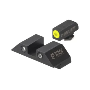 NIGHT FISION Yellow Front Ring/Black Rear Rings Night Sight Set for Glock 42/43/43X (GLK-003-003-YGZG)