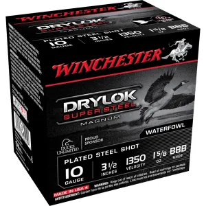 Winchester Ammo Drylok Super Steel 10 Gauge 3-1/2in 1-5/8oz BB Shotshell 25 Round Box  (XSC10BB)