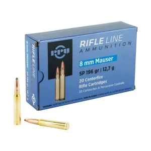 PPU Fits 8mm Mauser 196 Grain Soft Point 20rd Box Rifle Ammo (PP8S)