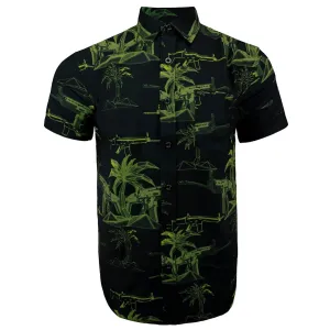 RETRO RIFLE Palm OD Green Button Down Shirt, Medium (PALMODGREEN-M)