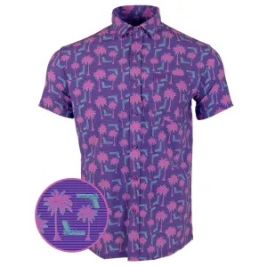 RETRO RIFLE Rising Palm Purple Button Down Shirt, Large (RISINGPALMPURPLE-L)