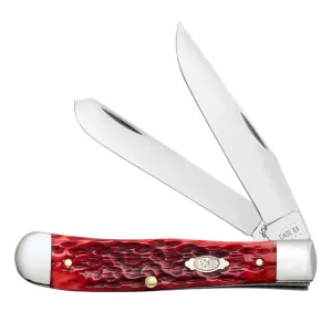 CASE XX Trapper Peach Seed Jig Dark Red Bone CS 2-Blade Pocket Knife (31950)