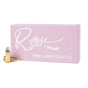 SIG SAUER Rose 9mm Luger 115Gr FMJ 50rd Box Ammo (E9MMB1-ROSE-50)