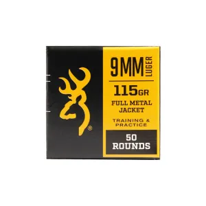 BROWNING 9 MM FMJ 115 GR 50rd Handgun Ammo (B191800093)