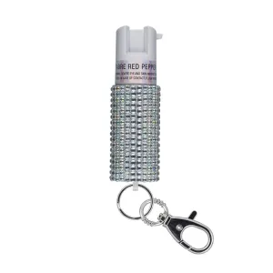 SABRE Jeweled Silver Pepper Spray with Key Ring (KR-J-WH-02)
