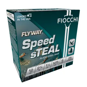 FIOCCHI Flyway Speed sTEAL 12ga 2.75in #6 Plated Steel 25rd/Box Shotshell (12FST6)