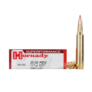HORNADY Superformance 25-06 Rem. 117 Grain SST Ammo, 20 Round Box (81453)